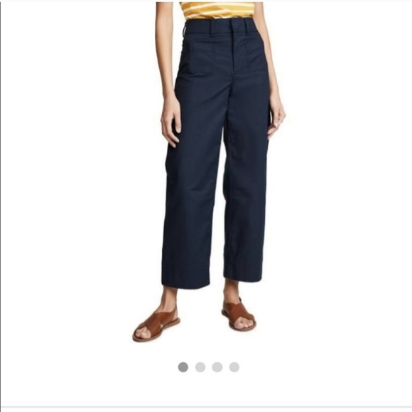 The Script Chiara Ankle Wide Leg linen Pants Sz 6 navy blue - Picture 4 of 9